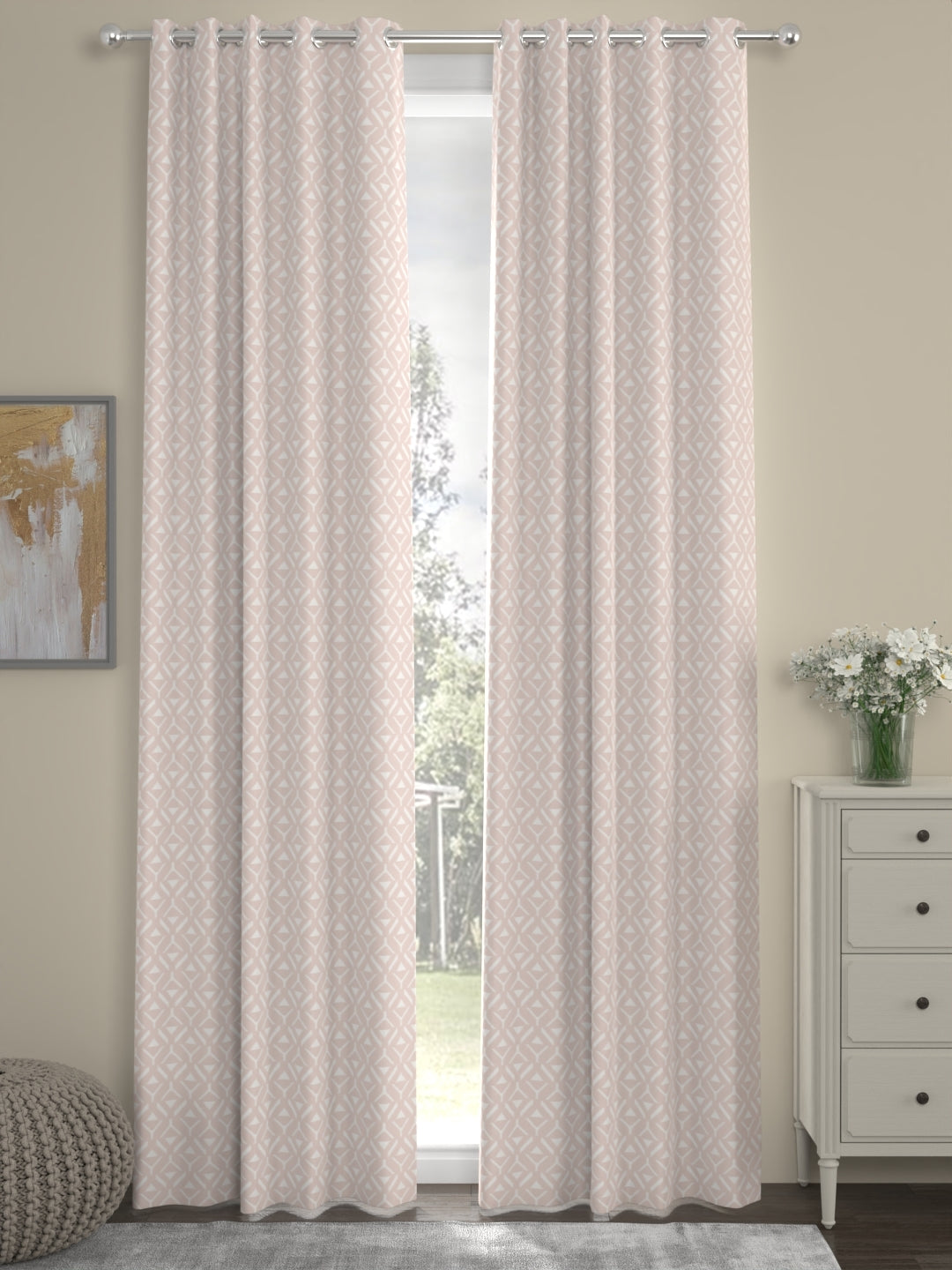 Shia Geometric Regular Curtain-Blush