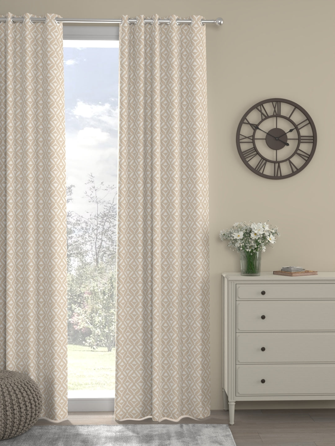 Shia Geometric Regular Curtain-Beige