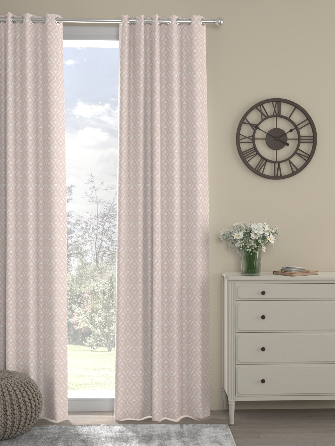 Shia Geometric Regular Curtain-Blush