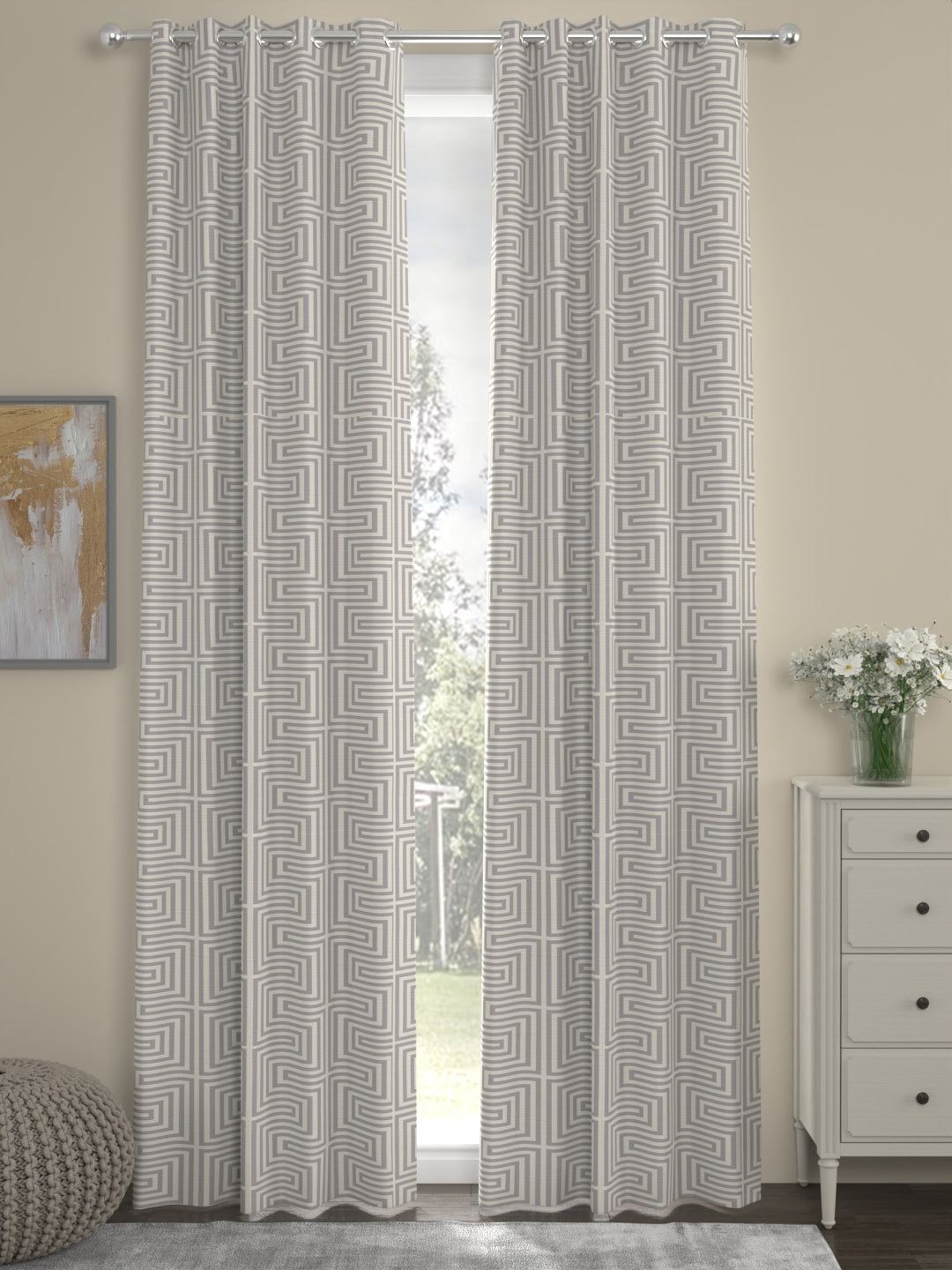 Finn Geometric Regular Curtain-Grey