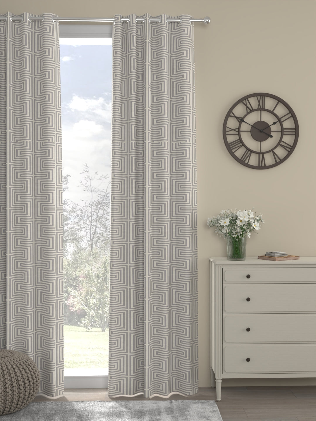 Finn Geometric Regular Curtain-Grey