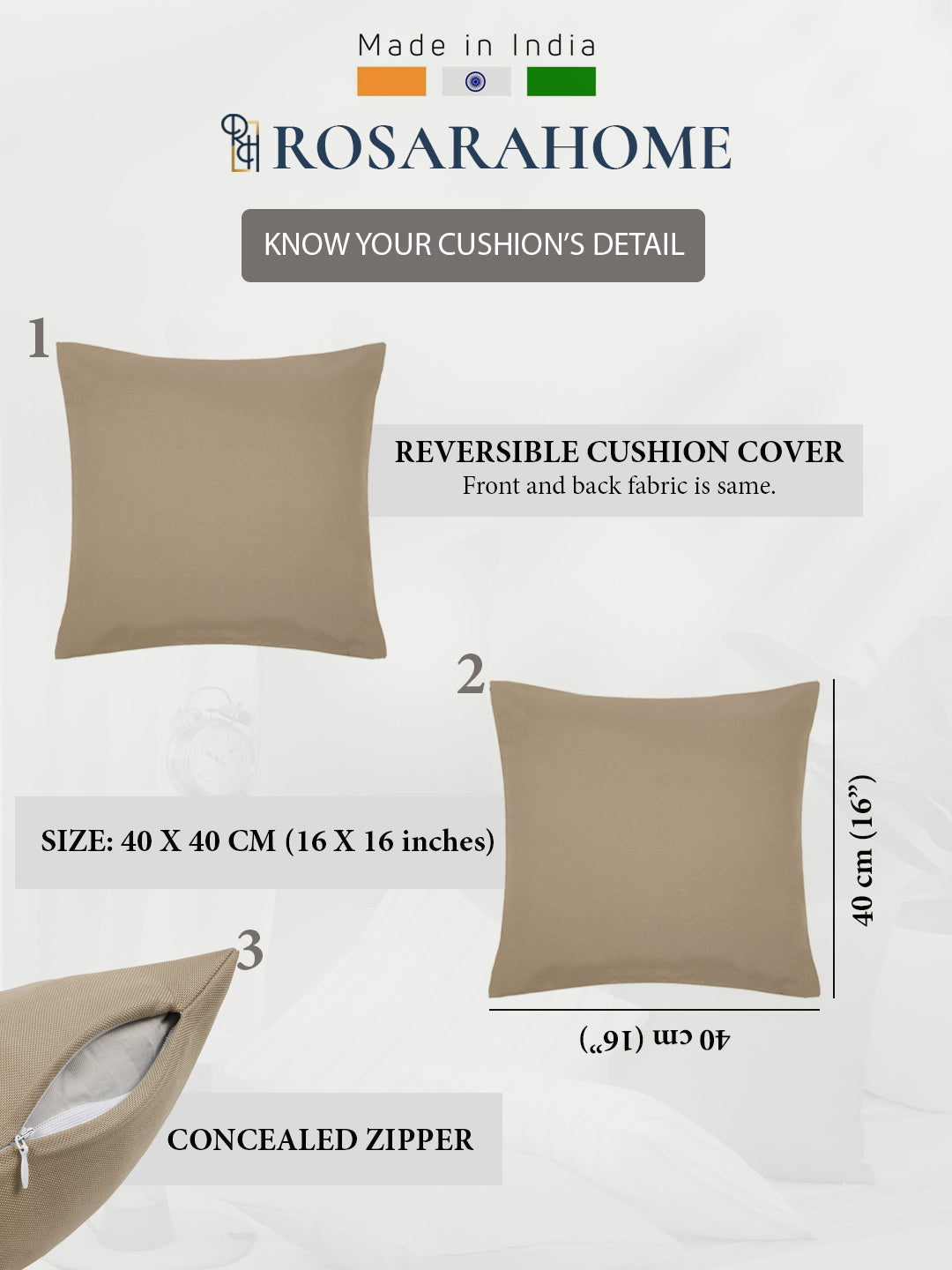 Geometric Square Polycotton Cushion Covers(16"X16" Inches)