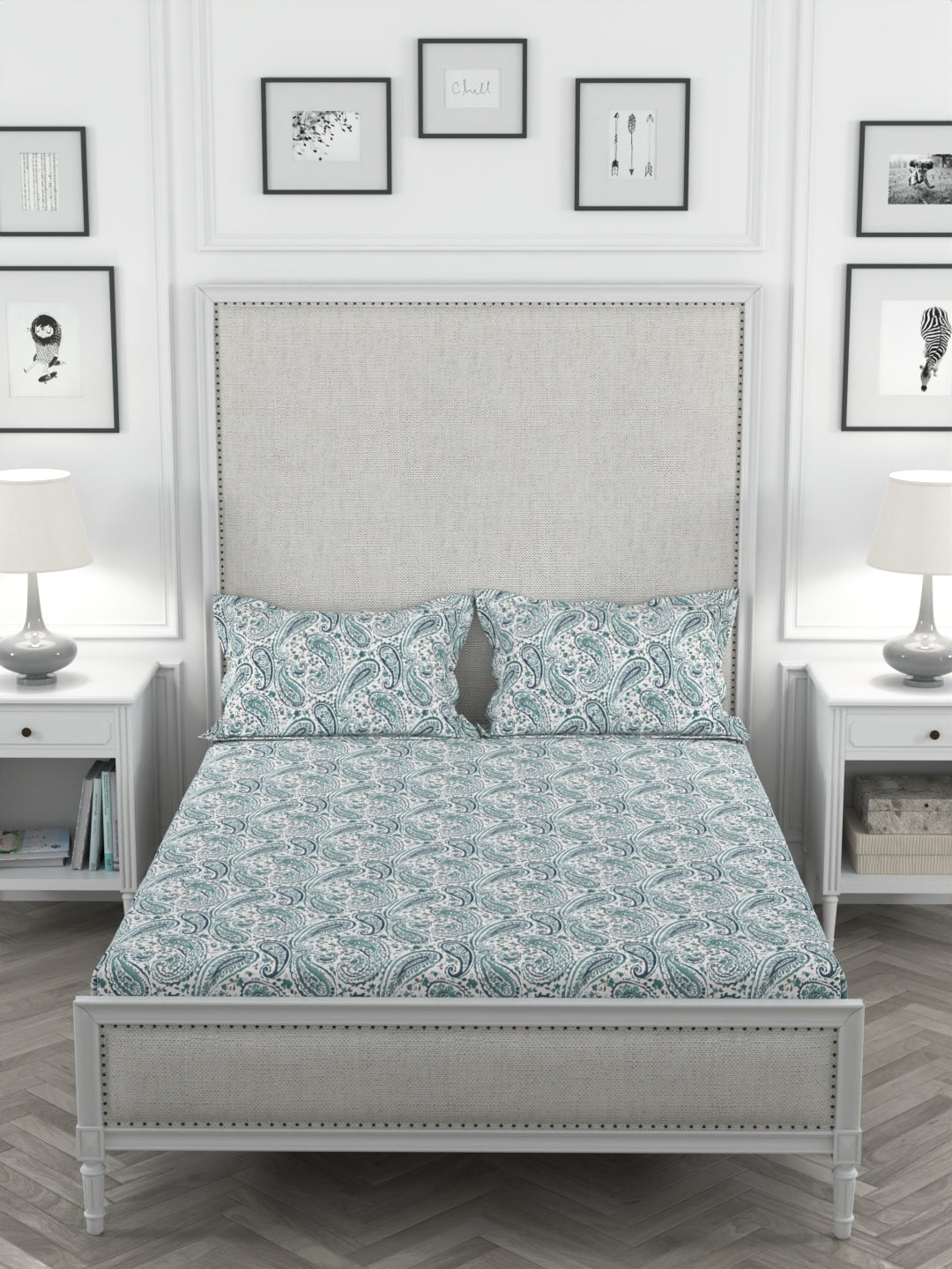 Solana 200 TC Printed Bedsheet With Pillow Covers-397