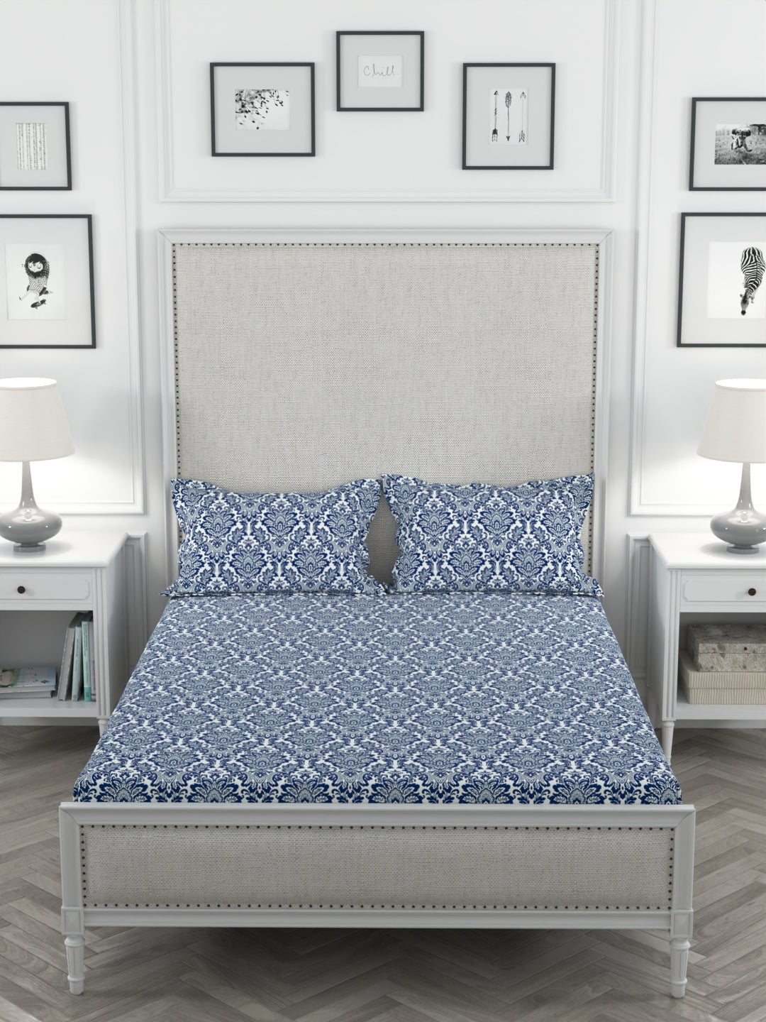 Solana 200 TC Printed Bedsheet With Pillow Covers-398