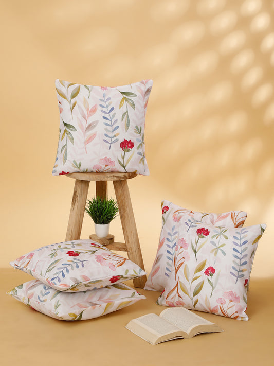 Floral Square  Polyester Cushion Covers (16"X16" Inches)