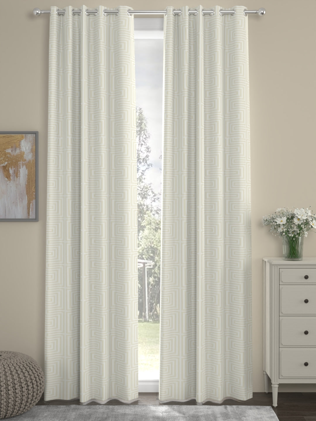 Finn Geometric Regular Curtain-Off White