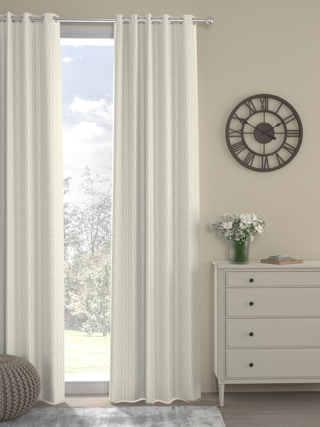 Finn Geometric Regular Curtain-Off White