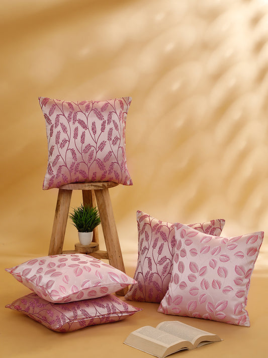 Floral Square  Polyester Cushion Covers, Set Of 5 (16"X16" Inches)