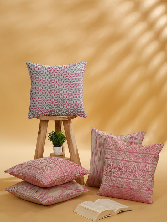 Set Of 5 Jacquard Square Cushion Covers