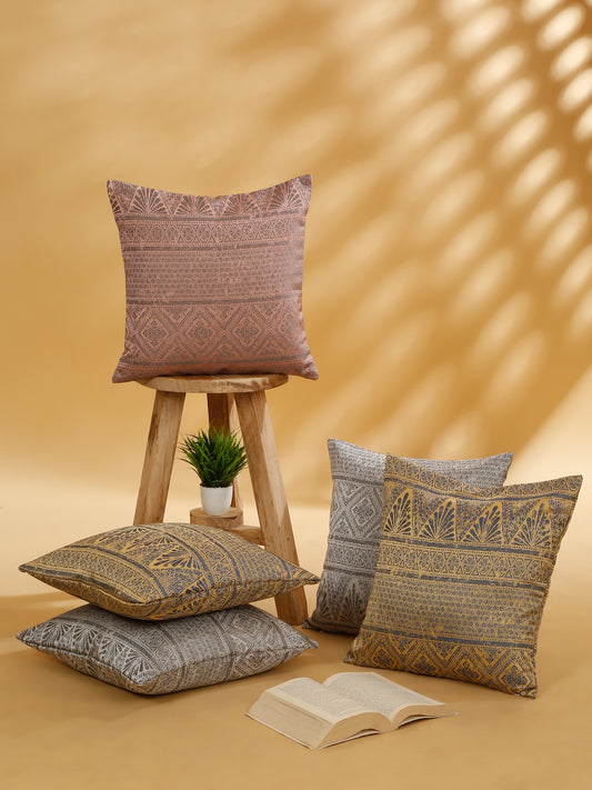 Set Of 5 Jacquard Square Cushion Covers