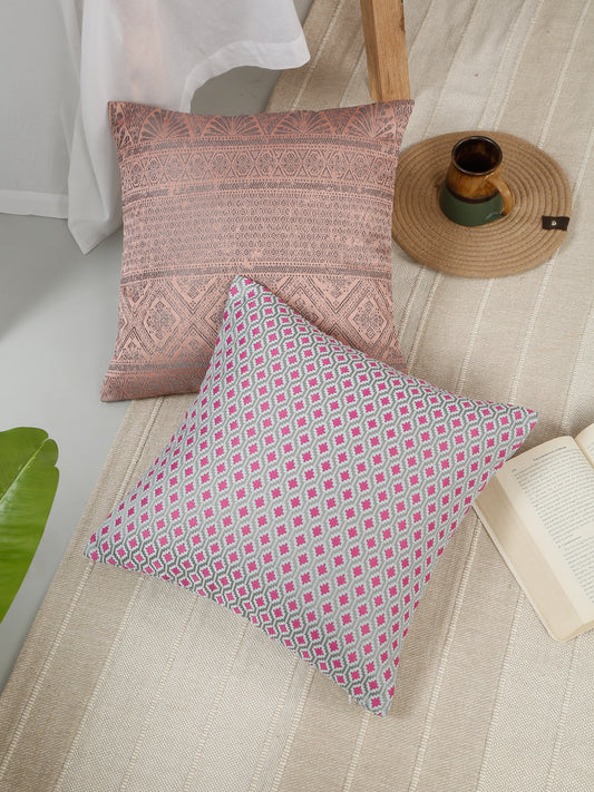 Set Of 2 Jacquard Square Cushion Covers