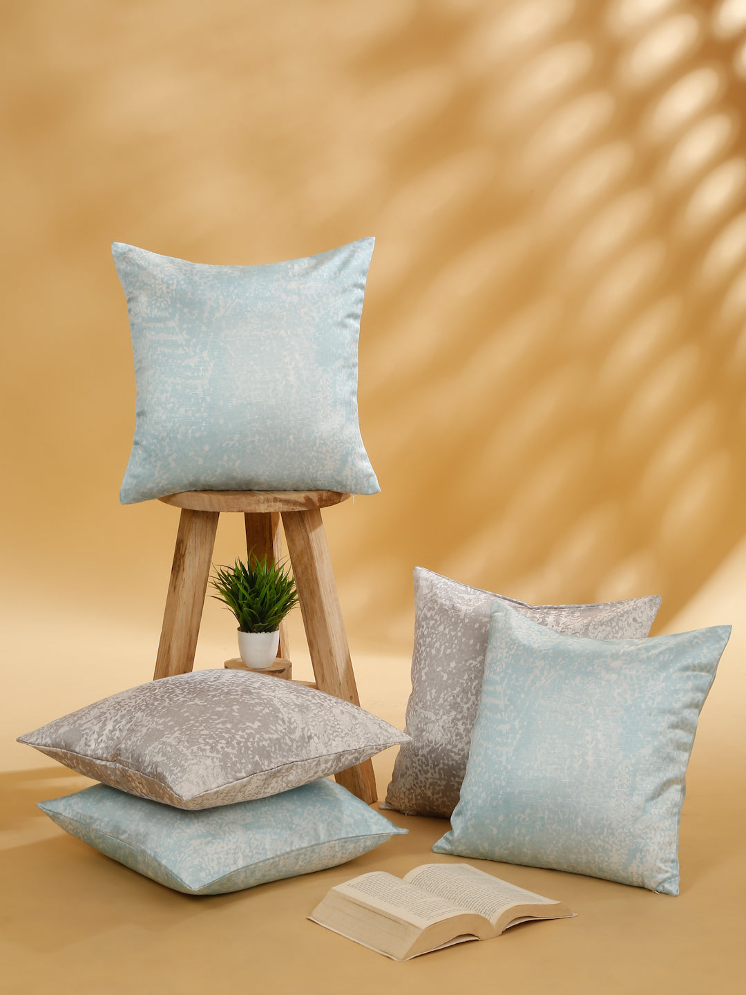 Set Of 5 Abstract Square Cushion Covers